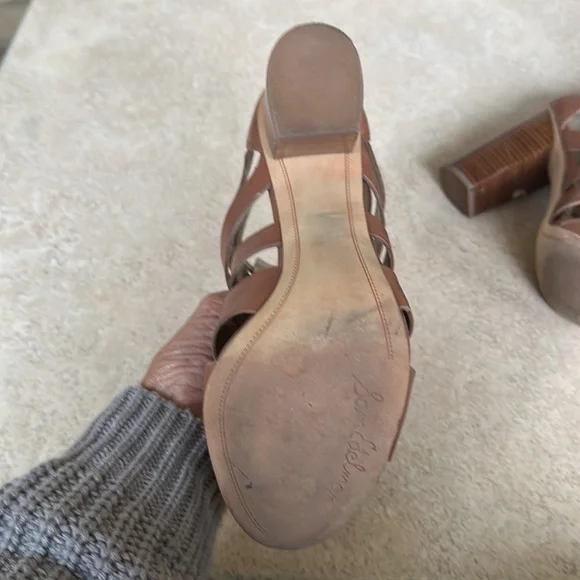 Sam Edelman strappy chestnut leather gladiator heeled sandal 9 1/2 Yazmine - Picture 6 of 8